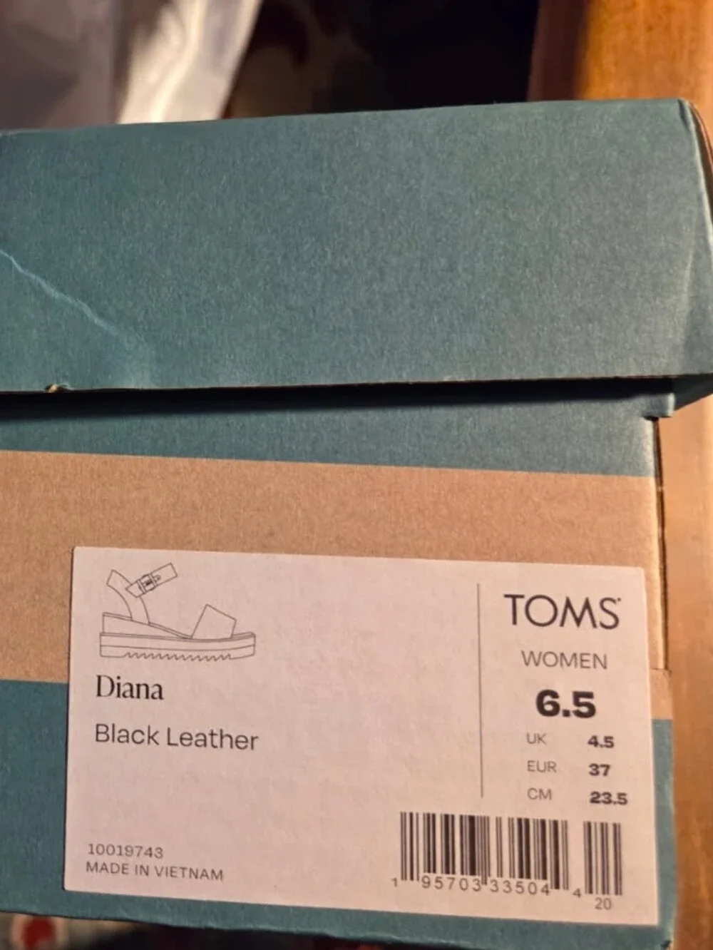 NWOT TOMS Black Rope-Trim Wedge Sandals (Size 6.5)